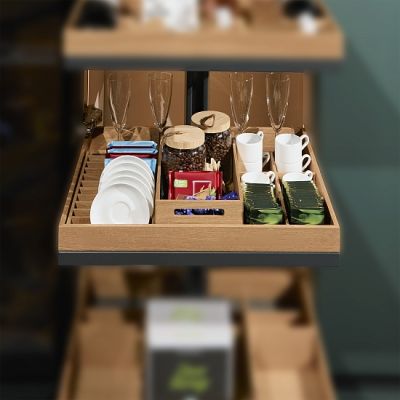 КОМПЛЕКТ вставка для 1 полки для десертных тарелок с ящиком и делителем на 6 ячеек Конвой Лавидо, СЕЛЕКТ, 600 мм, цвет ДУБ натуральный