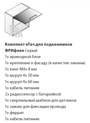 Электропривод с кабелем еТач для подъемников ФриФлап, цвет СЕРЫЙ Kessebohmer | официальный магазин